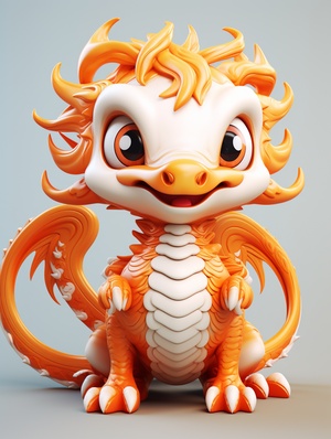 a cute Chinese dragon with super detailed and realistic 3D rendering