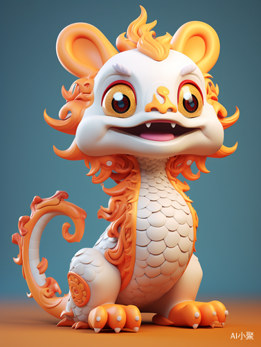 a cute Chinese dragon with super detailed and realistic 3D rendering