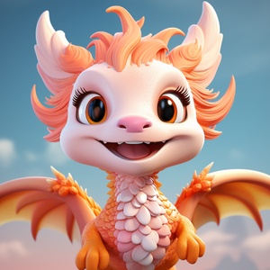 A Cute Chinese Dragon: Super Cute and Detailed 3D Rendering