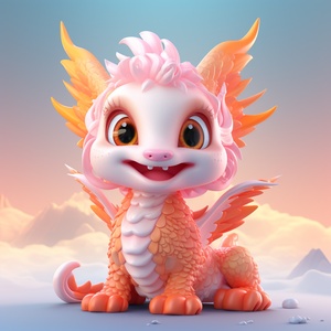 A Cute Chinese Dragon: Super Cute and Detailed 3D Rendering