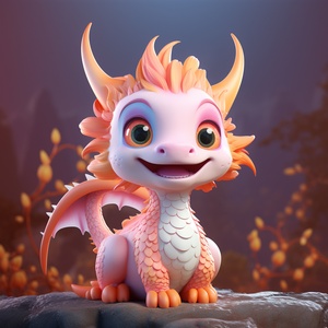 A Cute Chinese Dragon: Super Cute and Detailed 3D Rendering