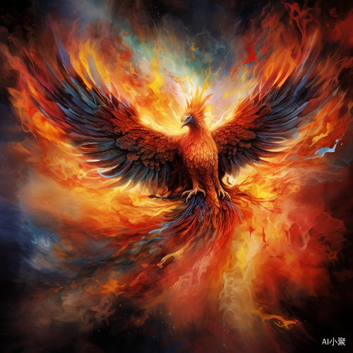 Fiery Phoenix: A Naturalistic Animal Painting in Space