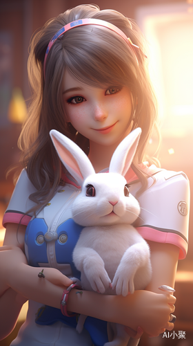 Cute Rabbit Cosplaying as D.VA from Overwatch