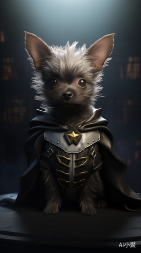 Tiny Fluffy Dog as Batman in Cinematic 8K 3D Scene