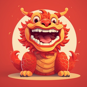 cartoon chinese dragon illustration from the'happy lucky chinese new year' project, Various expressions and movements,red background,Flat color, colorful storytelling， Exquisite details, ultra high definition, 8k,Nine Palace Grid Layout,ar 3:4 niji 5 style cute