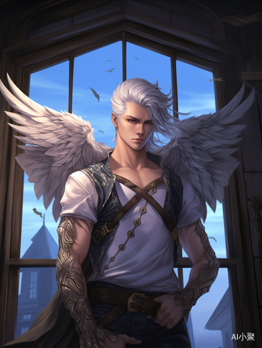 Anime Male with White Hair and Tattoos