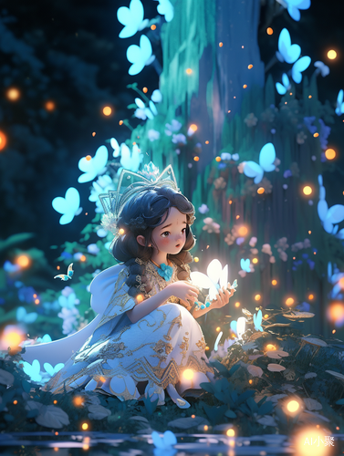 Dream Forest: Super Cute Little Girl in Surreal 3D Digital Art