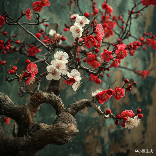 冬季寒梅花绽放