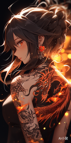 High-Detailed Anime Illustration of a Tattooed Woman