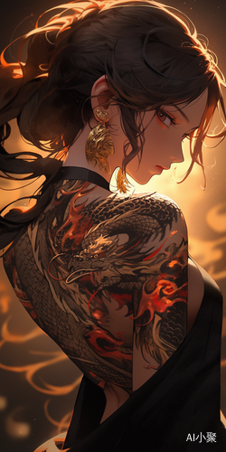 High-Detailed Anime Illustration of a Tattooed Woman