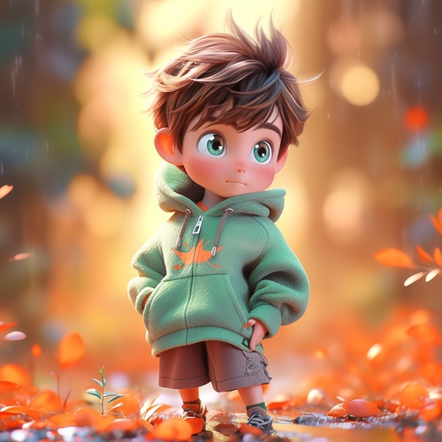 4d photographic image of full body image of a cute little chibi boy realistic, vivid colors octane render trending on artstation, artistic photography, photorealistic concept art, soft natural volumetric cinematic perfect light, UHD no background