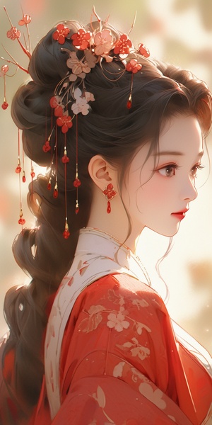 a close up of a woman wearing a red and blue dress, ancient chinese beauties, palace ， a girl in hanfu, wearing ancient chinese clothes, ancient chinese princess, inspired by Qiu Ying, beautiful character painting, chinese princess, ancient china art style, chinese empress, traditional beauty, inspired by Lan Ying, with ancient chinese aesthetic, traditional chinese niji 5 ar 3:4