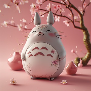 Cute Pet Totoro: Exquisite Image with Soft Pastel Gradients