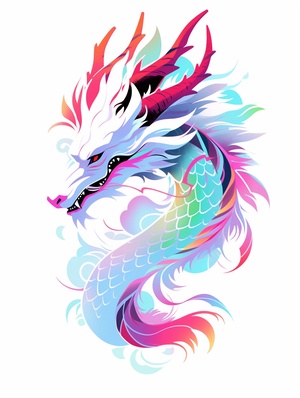 Lovely Dragon: A Colorful Minimalist Cartoon Portrait