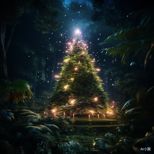 Gorgeous Cinematic Christmas Tree in Primeval Forest