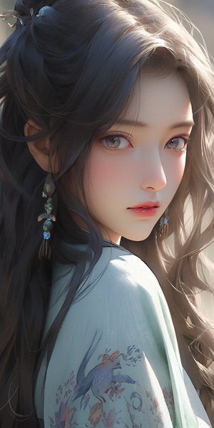 Detailed Portrait of Beautiful Anime Girl with Long Hair