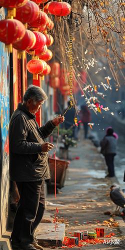 欢庆元旦：彩旗灯笼 营造热闹喜庆的氛围