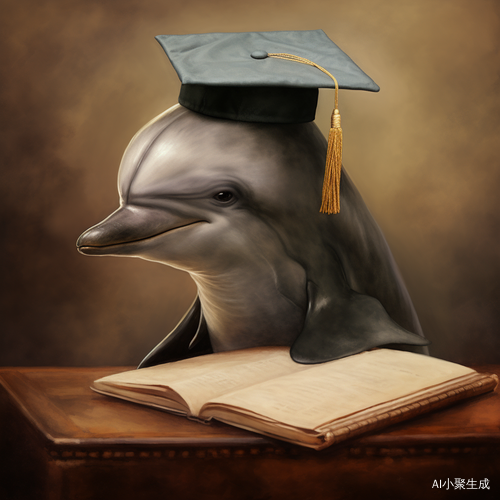 江豚头戴学士帽活泼可爱背景为白板