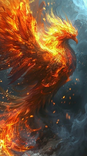 Majestic Phoenix: Fiery Aura and Radiant Fantasy