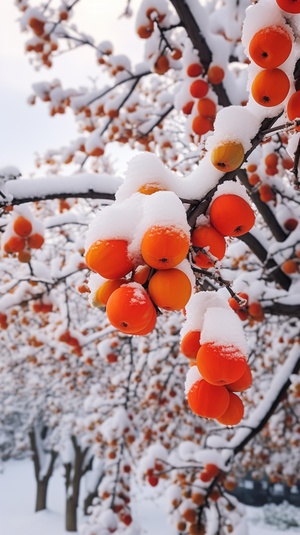 柿子树下的江南小镇白雪摄影