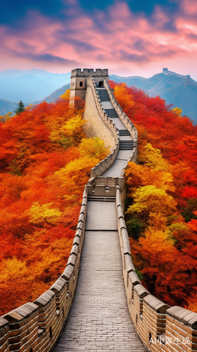 Autumn Scenery of the Beautiful Great Wall of China in HD