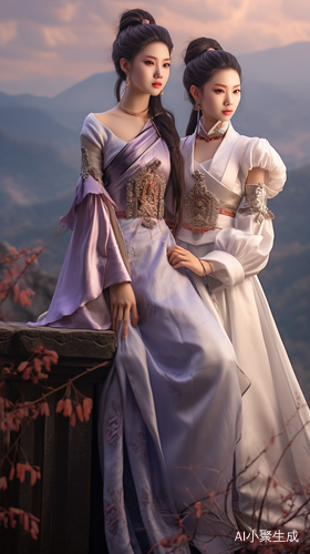 高塔上的汉服美女