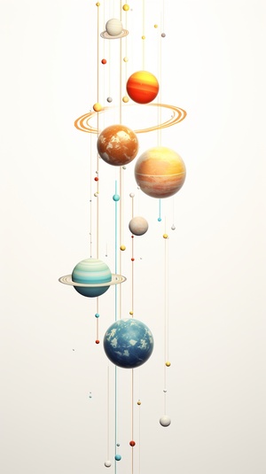 2D Solar System Planets Connected by a String