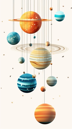 2D Solar System Planets Connected by a String