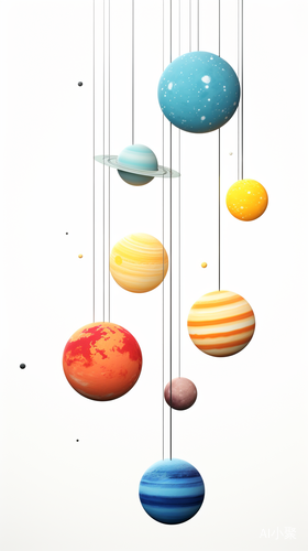 2D Solar System Planets Connected by a String