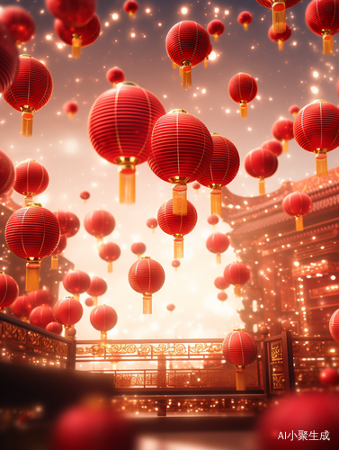 迎元旦金黄色红灯笼背景图片