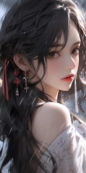 a close up of a woman with long hair wearing a dress, beautiful character painting, detailed portrait of anime girl, artwork in the style of guweiz, beautiful anime portrait, stunning anime face portrait, detailed digital anime art, artgerm and atey ghailan, realistic cute girl painting, portrait anime girl, digital anime art, beautiful digital artwork niji 5 ar 3:4