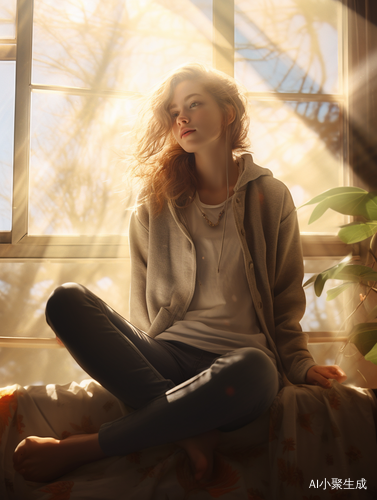阳光下的欧美风格针织女孩