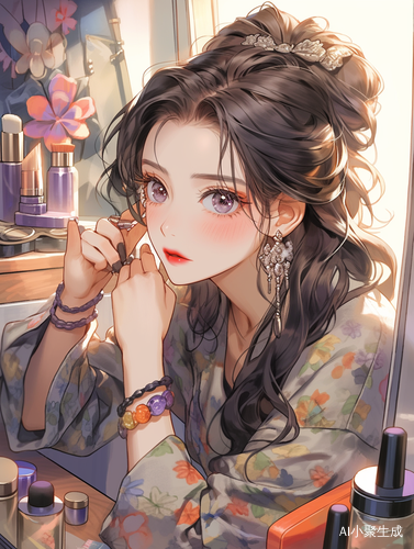 妆容完美的JK女孩