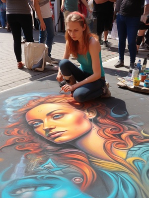 ccn art competition 2015 europe's top chalk artist photo, in the style of candid shots of famous figures, light red and dark azure, magewave, light yellow and dark black, beautiful, avocadopunk, depicts real life all of which have high-definition picture quality.super wide angle and all kinds of details, sparkling and crystal clear.8kv4ar 9:19