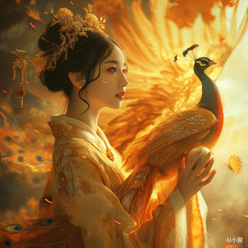 Golden Hanfu: A Dreamlike Composition of Beauty