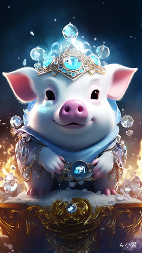 ion rendering,3D animation,movie poster,cinematic experience,the charm of Chinese zodiac pig in digital art