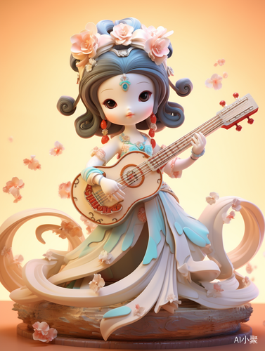 3D Artwork: Exquisite Little Girl Dancing as Dunhuang Flying Goddess