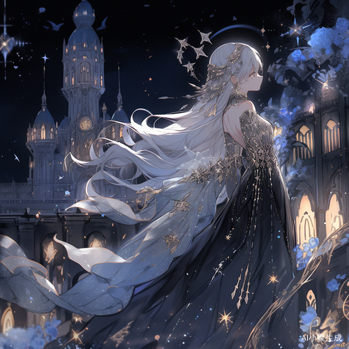 绝世丽人，暗夜星空，黑魔法师，美丽黑色优雅礼裙
