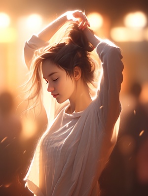 Masterpiece Portrait of Young Woman in Dancing Class