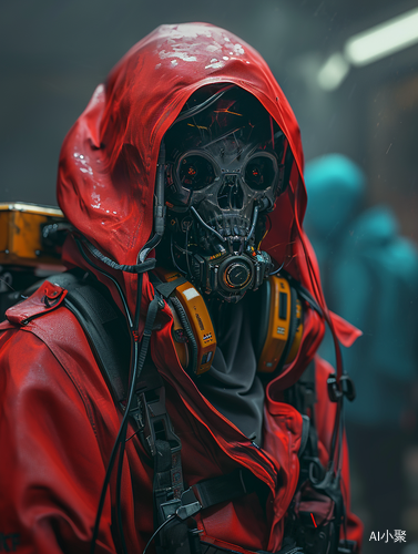 Post-apocalyptic Red Hooded Girl and Alien Robot: A Detailed and Aesthetic Masterpiece