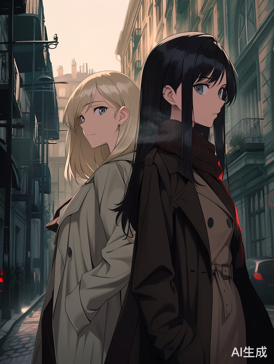 黑发红瞳少女与金发少女的对比