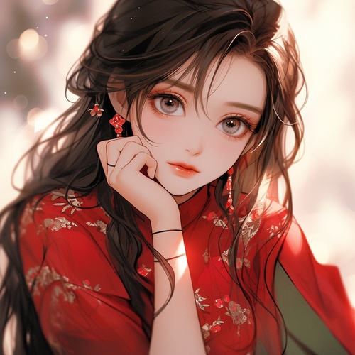 chinese,girl,with,elegant,outfit,wallpaper,#b003d2b1,,in,the,style,of,digital,painting,and,drawing,,expressive,facial,animation,,dark,white,and,light,crimson,green,cute,and,dreamy,,eye-catching,detail,,expressive,manga,style,,mirror