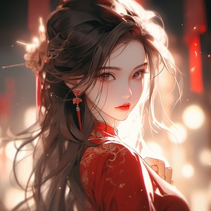 chinese,girl,with,elegant,outfit,wallpaper,#b003d2b1,,in,the,style,of,digital,painting,and,drawing,,expressive,facial,animation,,dark,white,and,light,crimson,green,cute,and,dreamy,,eye-catching,detail,,expressive,manga,style,,mirror