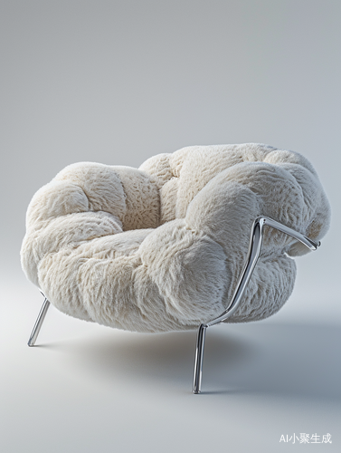 Off-White Fluffy Rabbit Head Sofa with High Chrome Legs