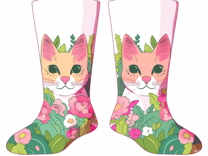 Cute Cat Socks in Tomokazu Matsuyama Style