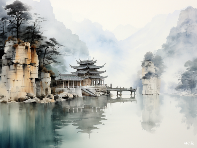 中国风山水水墨画