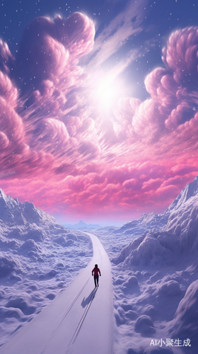 Bright Sky: A Pink Highway in a Snow Storm