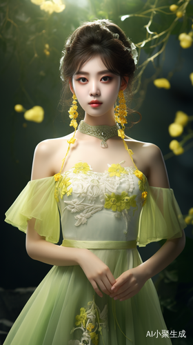 中国美少女的极致画质，穿着中式绣式旗袍的灯光佳作