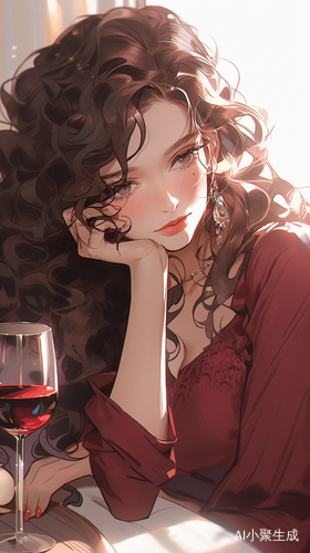 寂寞红酒美女