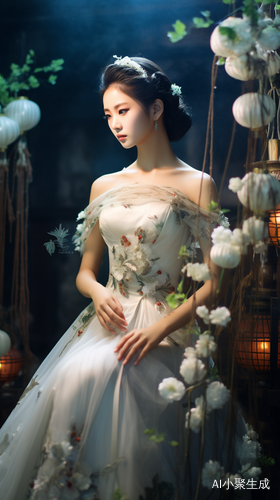 中国美少女的8K大师作品，高细节高光灯光，婚纱美少女优雅站立